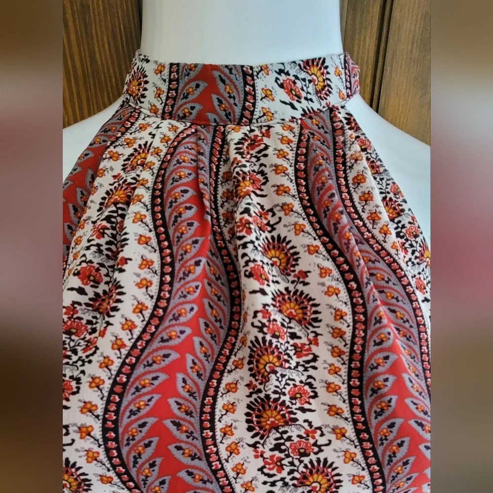 Love 21 Halter Dress Sz S Orange Gray & Cream W 24 P2P 16 L 19 - Picture 2 of 5